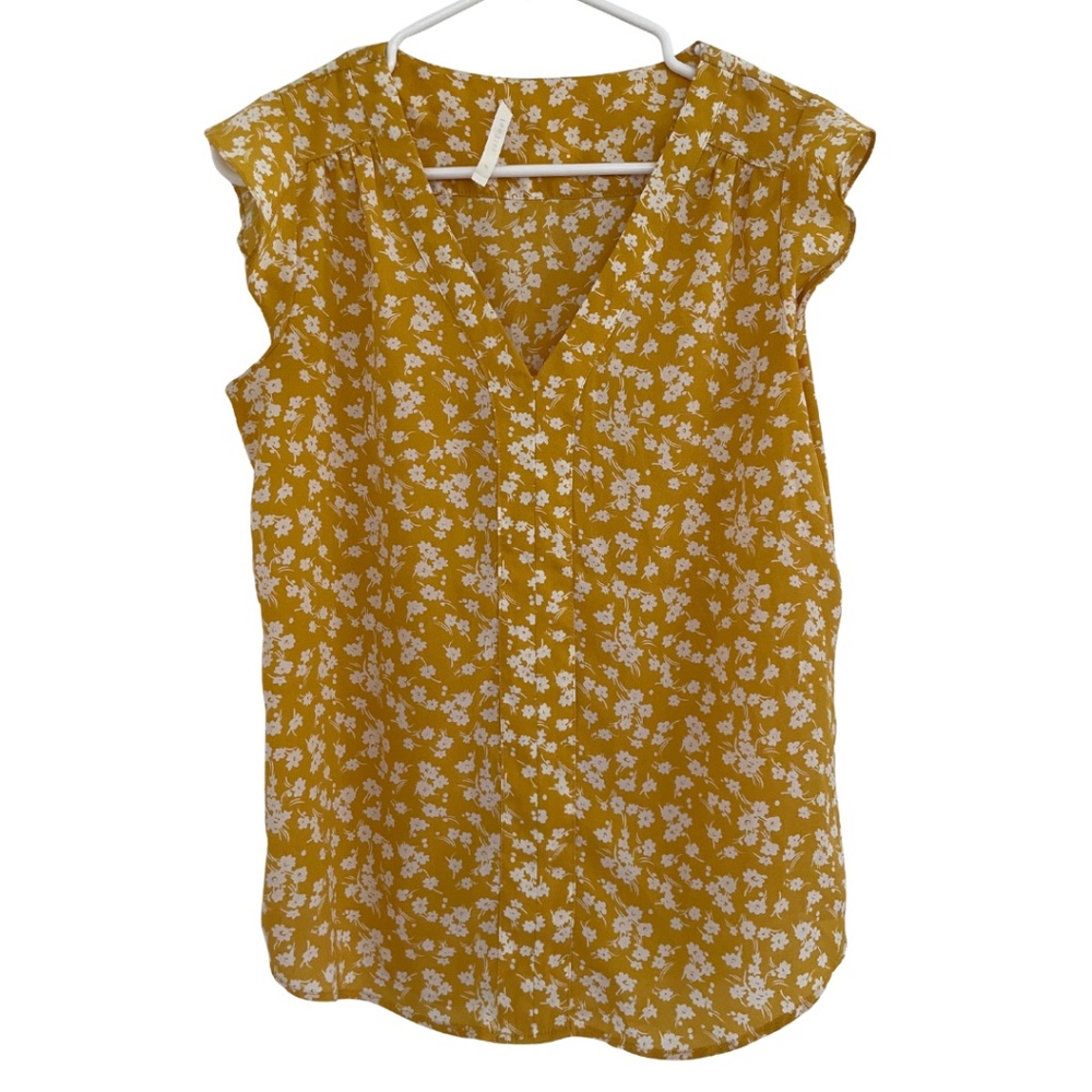 Fun2Fun Ari Flutter Sleeve Blouse - Canary Yellow - Small